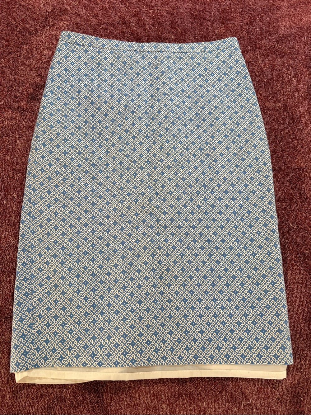 Pure Collection Blue and White Patterned Pencil Skirt